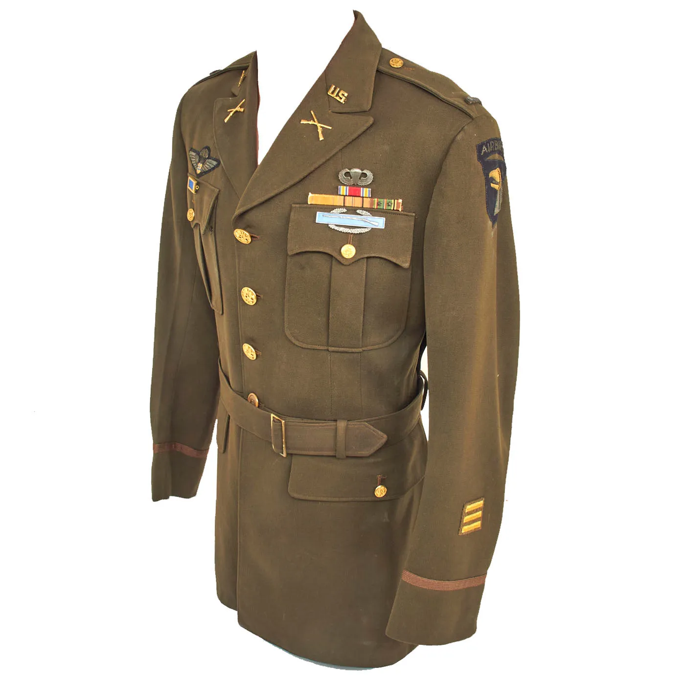 Original U.S. WWII 101st Airborne Division Class A Uniform Coat Featuring British Made Bullion Insignia - Featured in Heroes in our Midst Volume 3