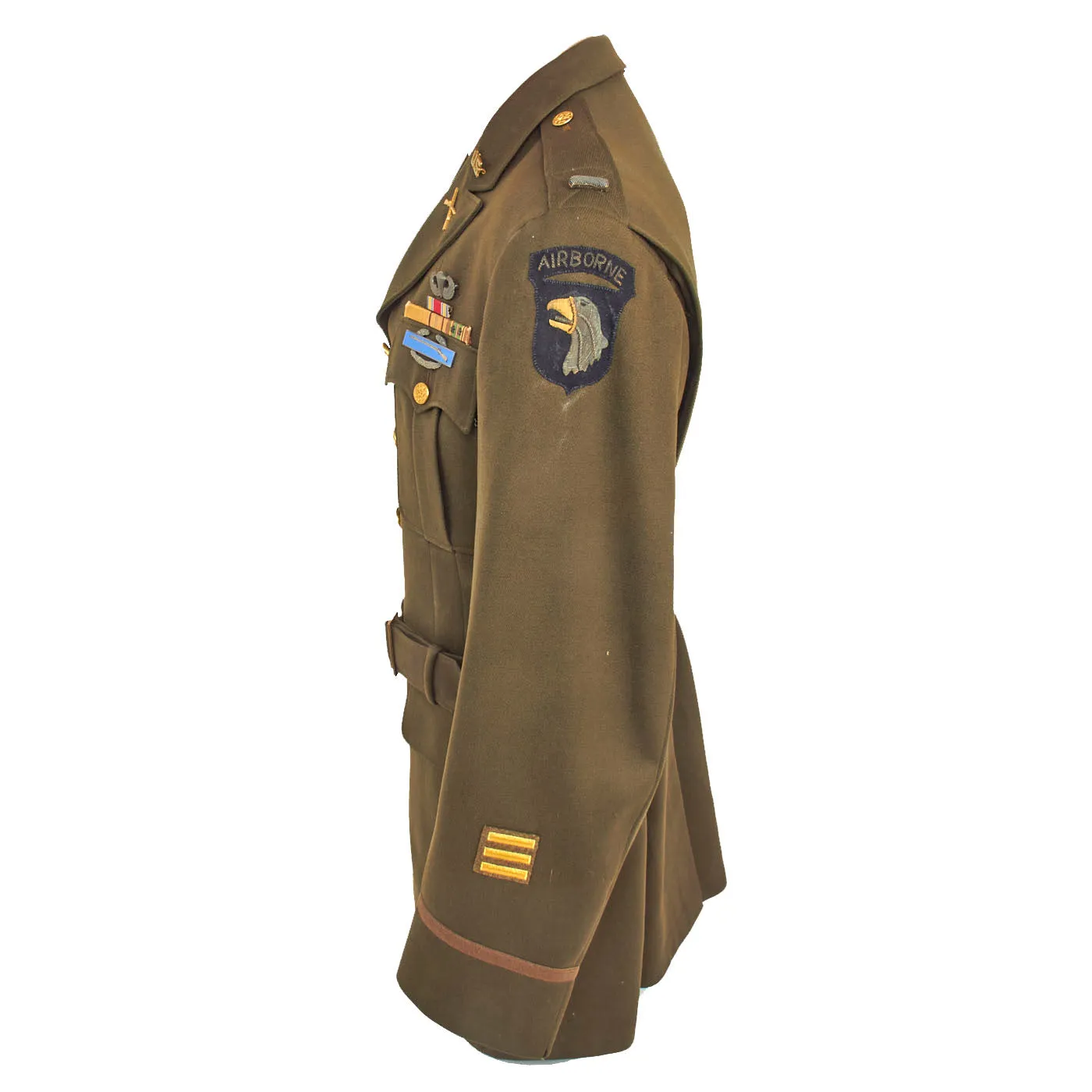 Original U.S. WWII 101st Airborne Division Class A Uniform Coat Featuring British Made Bullion Insignia - Featured in Heroes in our Midst Volume 3