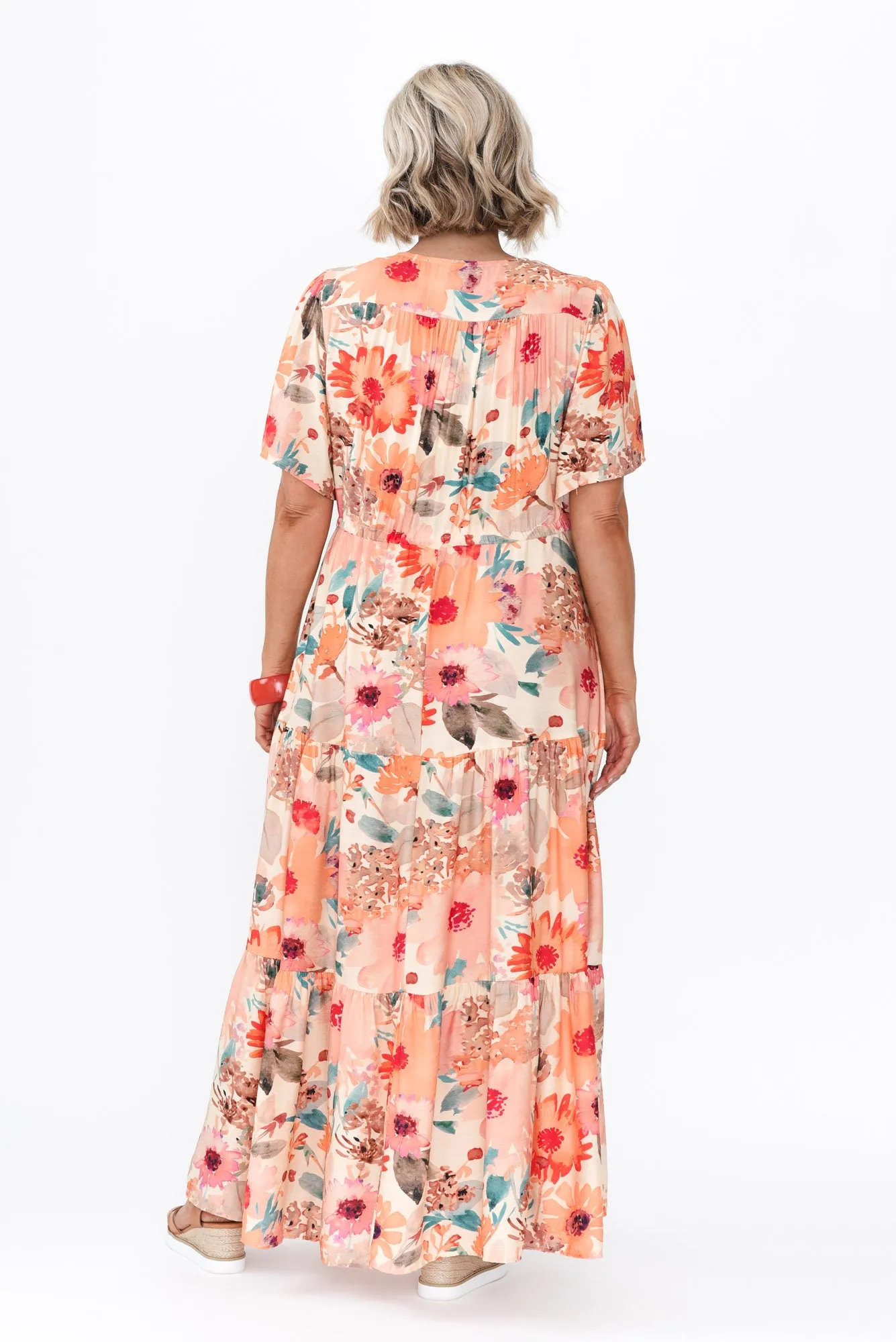 Otis Orange Floral Linen Blend Dress