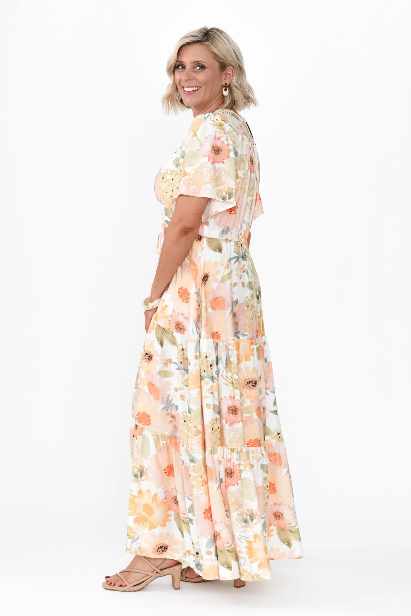 Otis White Floral Linen Blend Dress