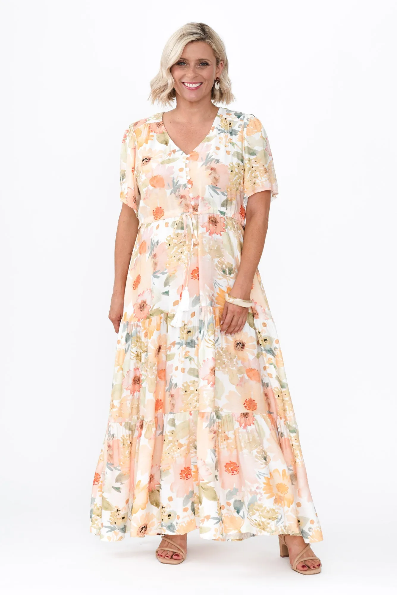 Otis White Floral Linen Blend Dress