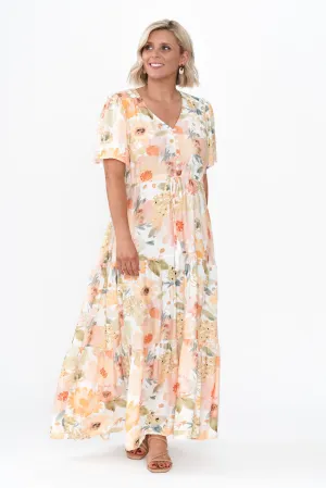 Otis White Floral Linen Blend Dress