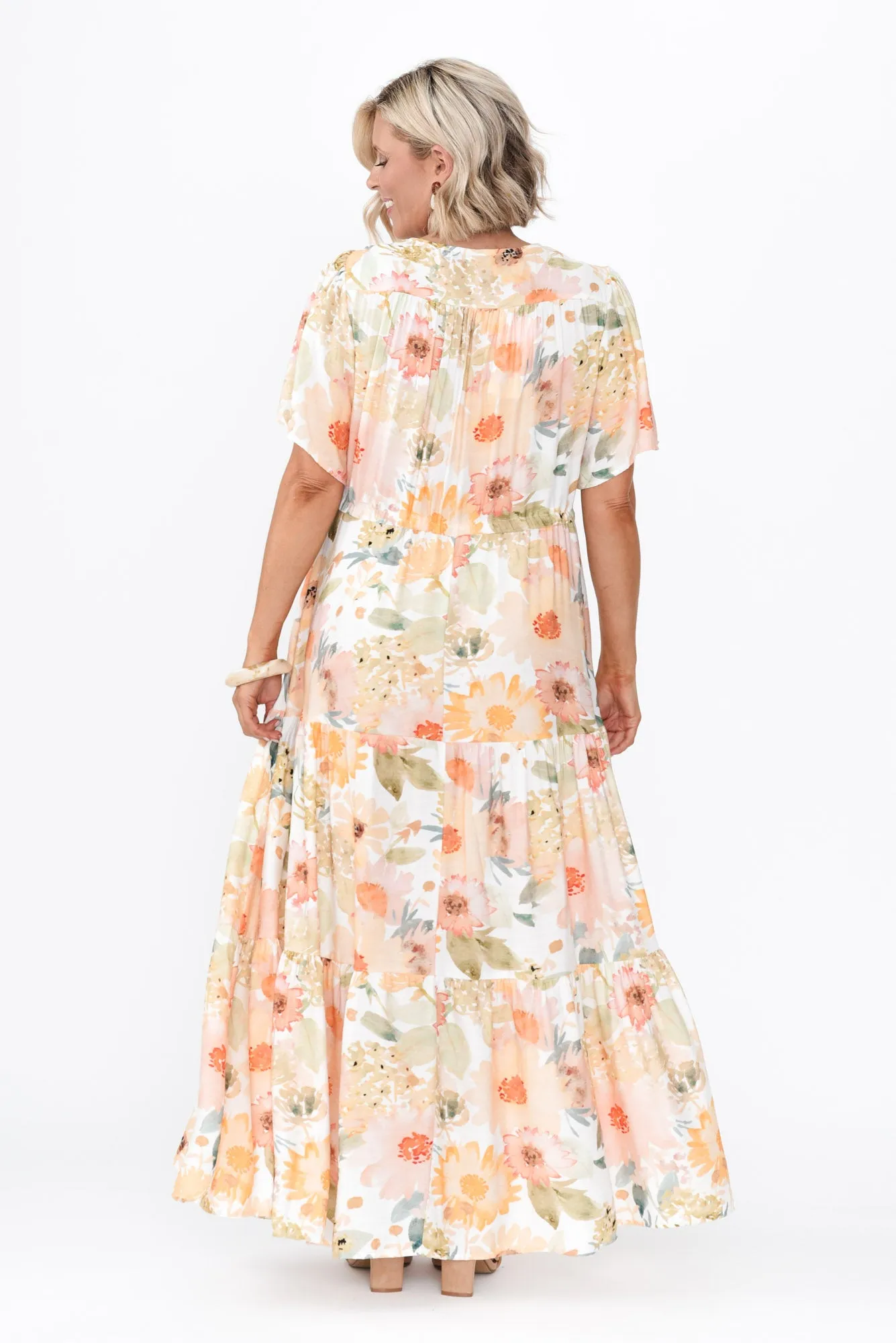 Otis White Floral Linen Blend Dress