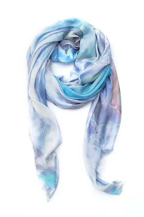 Oversized Square Italian Cashmere Blend Scarf - Sea Foam, Pacific West Coast