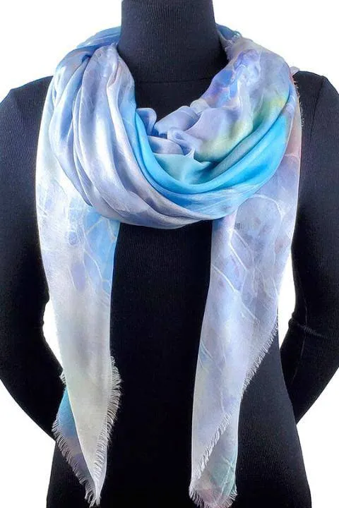 Oversized Square Italian Cashmere Blend Scarf - Sea Foam, Pacific West Coast