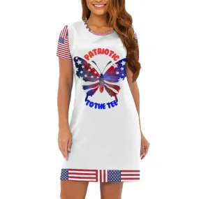 Patriotic Women's Round Neck 4th of July T-Shirt Dress