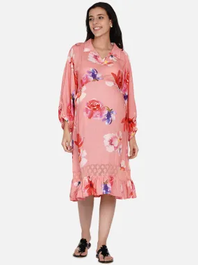 Peach Brushed Floral Maternity Dress (Final Sale)