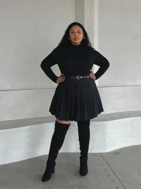 Plus Size Solid Pleated Skirt