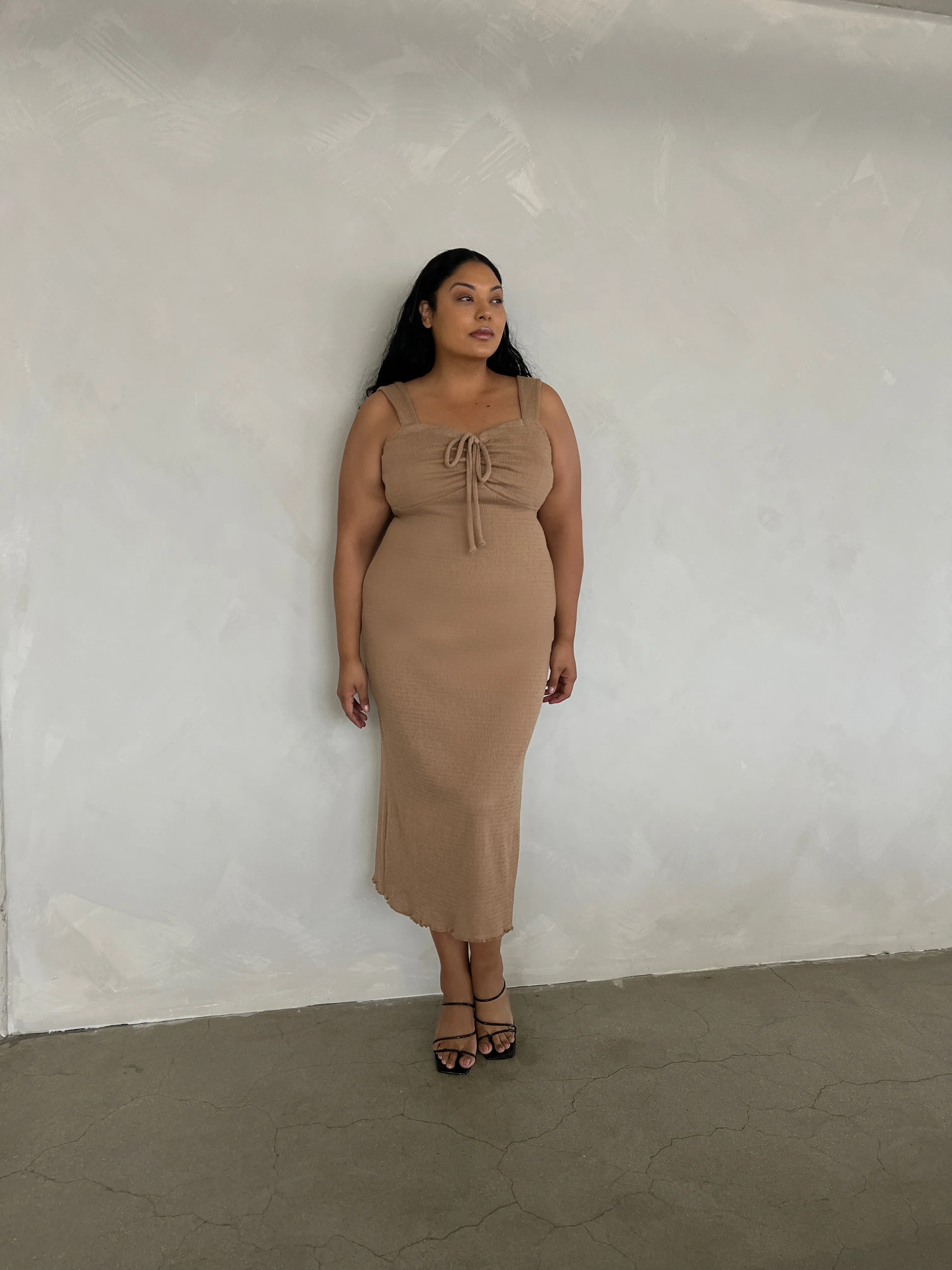 Plus Size Textured Bodycon Midi Dress