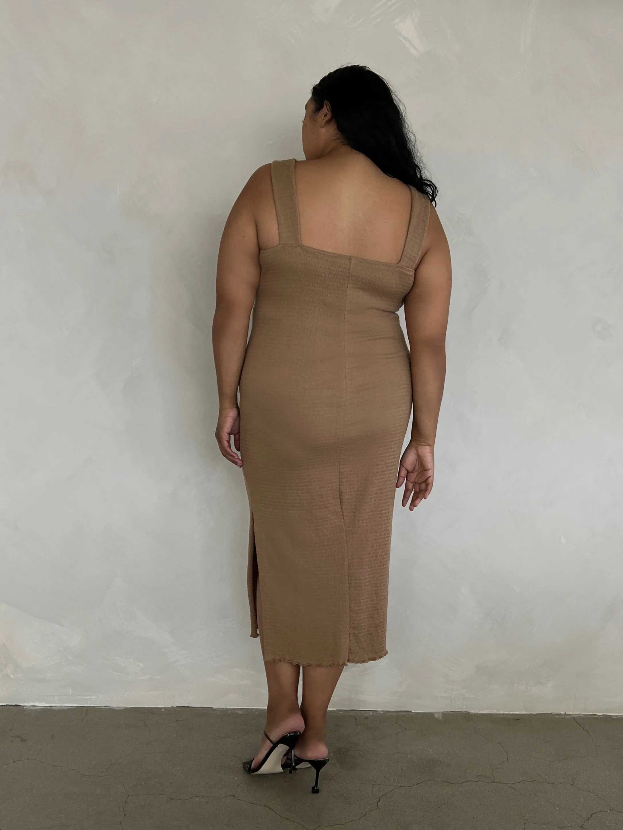 Plus Size Textured Bodycon Midi Dress