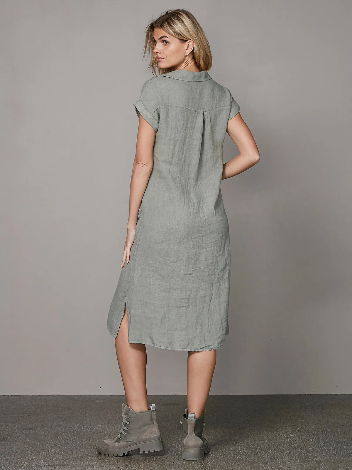 POLETTE Linen Dress - Army