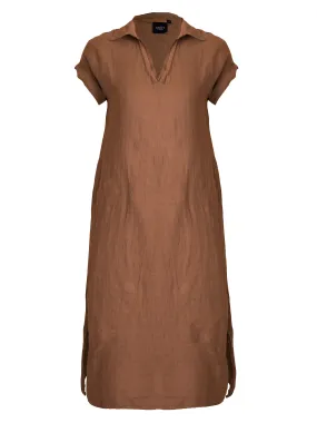 POLETTE Linen Dress - Mocca Mousse