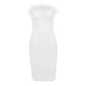 Pre Order:  Tube Top Feather Bandage Banquet Dress