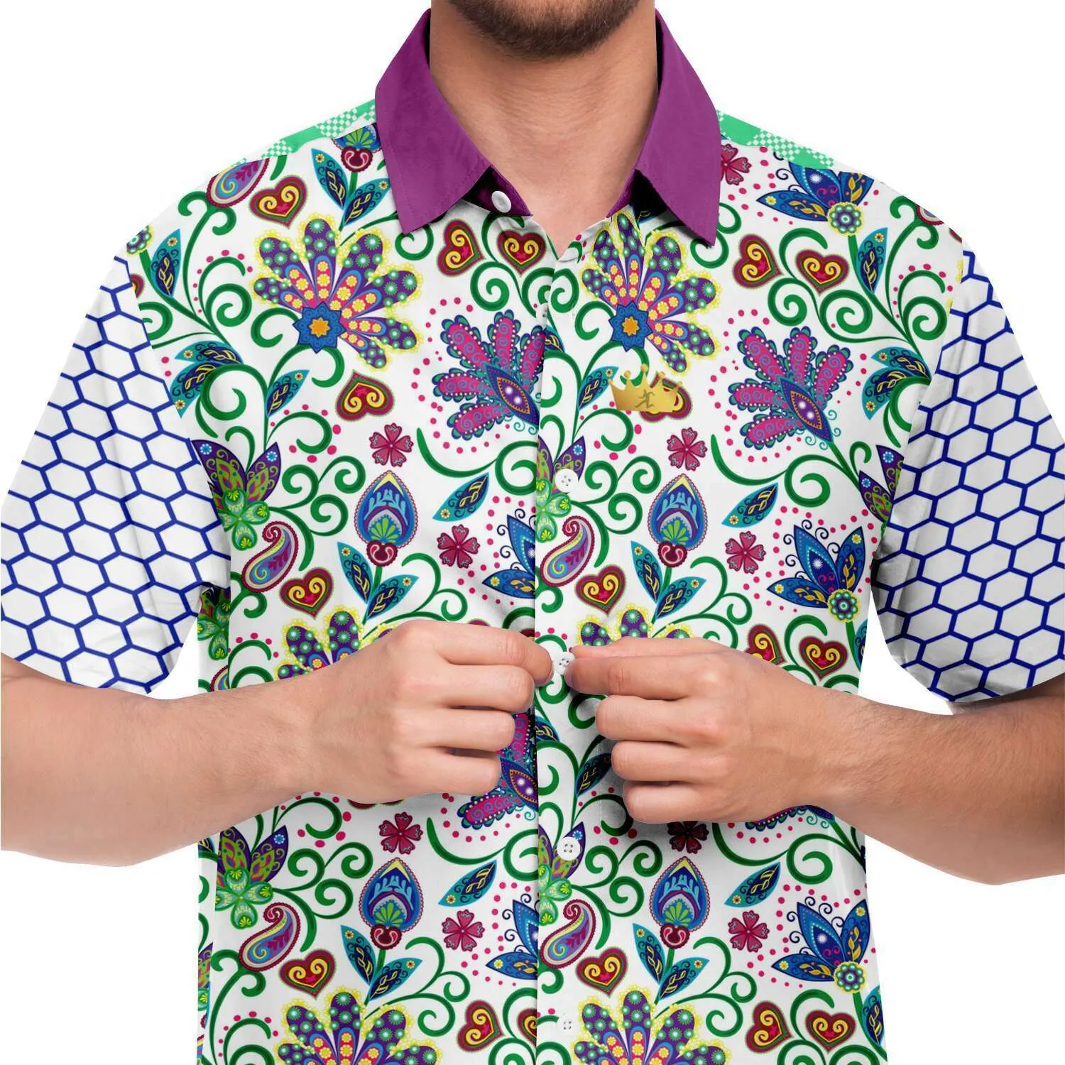 Purple Majesty Short Sleeve Button Down Shirt