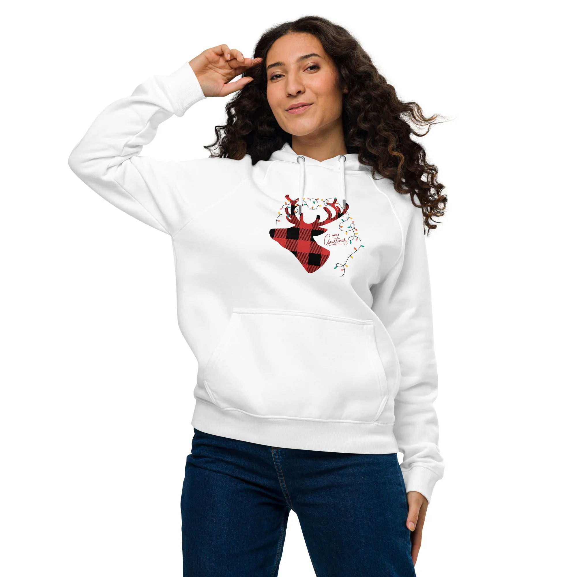 Reindeer Lights Graphics Men Eco Raglan Hoodie