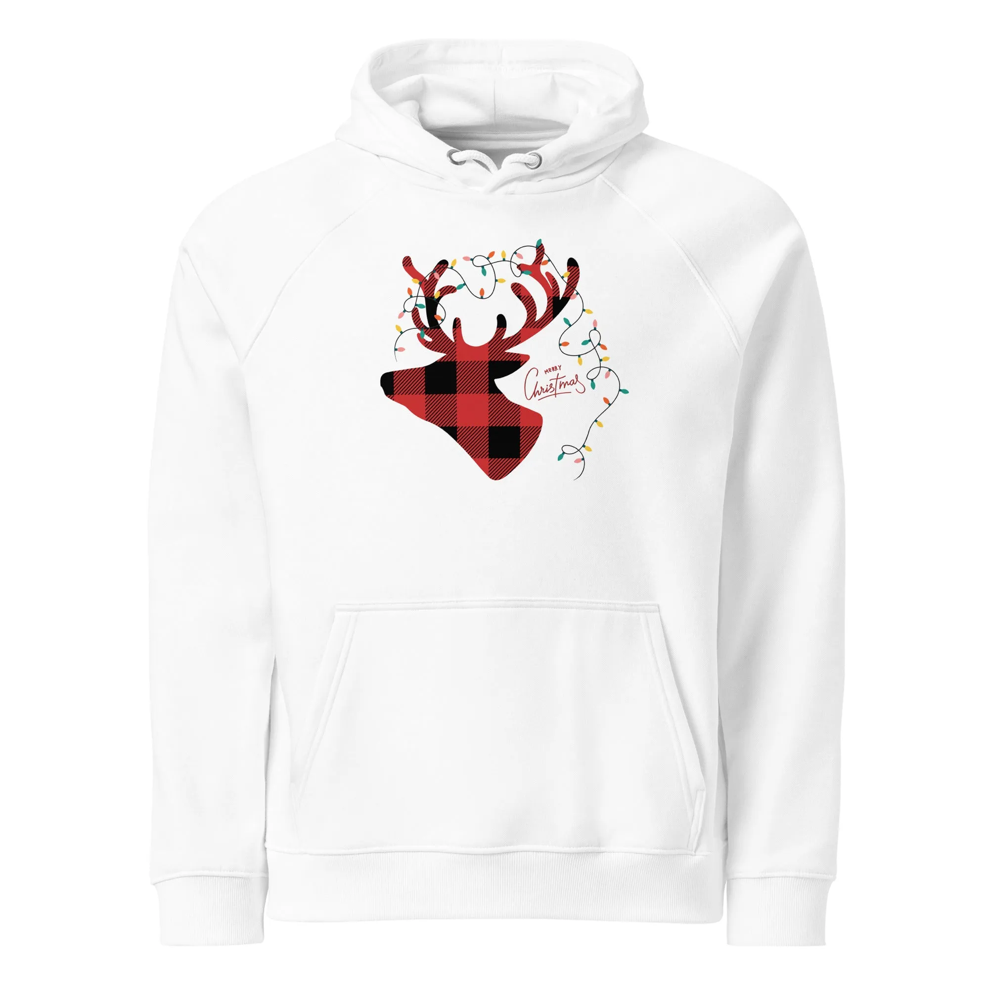 Reindeer Lights Graphics Men Eco Raglan Hoodie