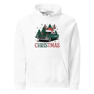 Retro Christmas Ride Graphics Women Eco Raglan Hoodie