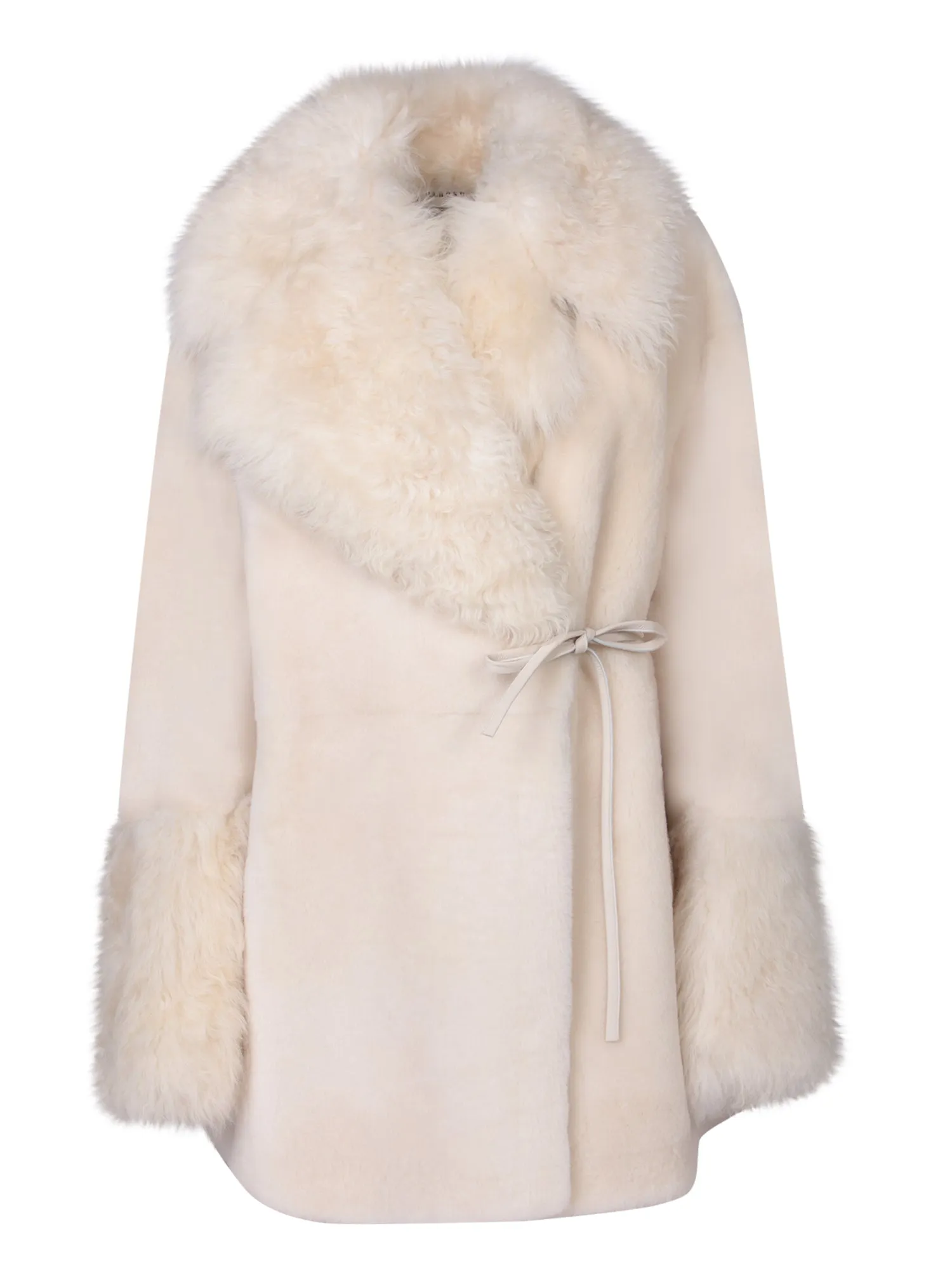 Reversible Cream Shearling Coat