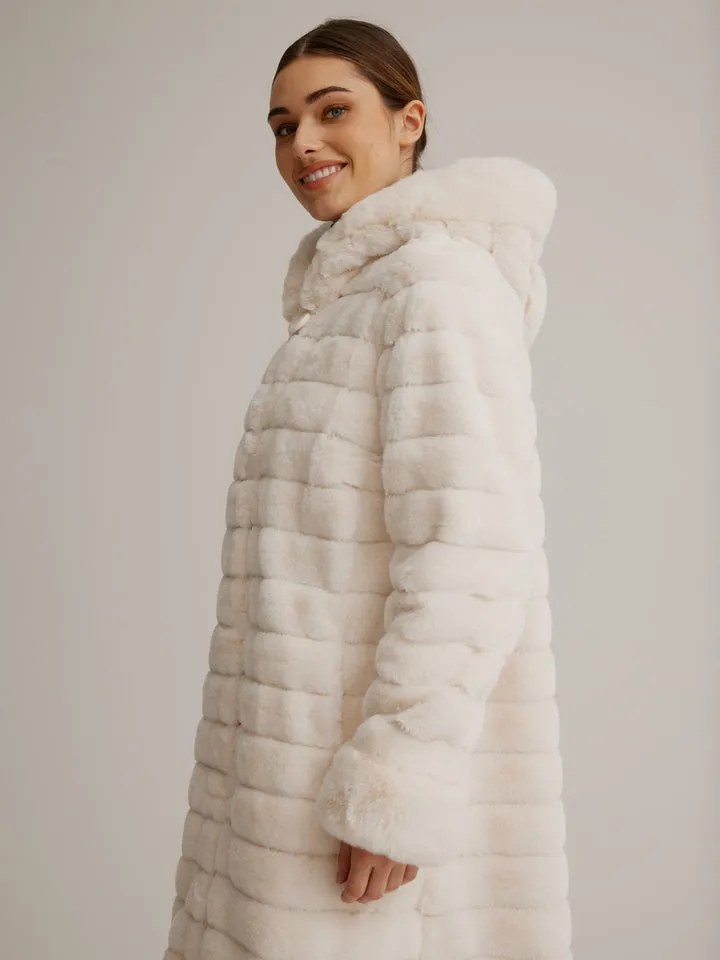 Reversible Hooded Faux Fur Coat