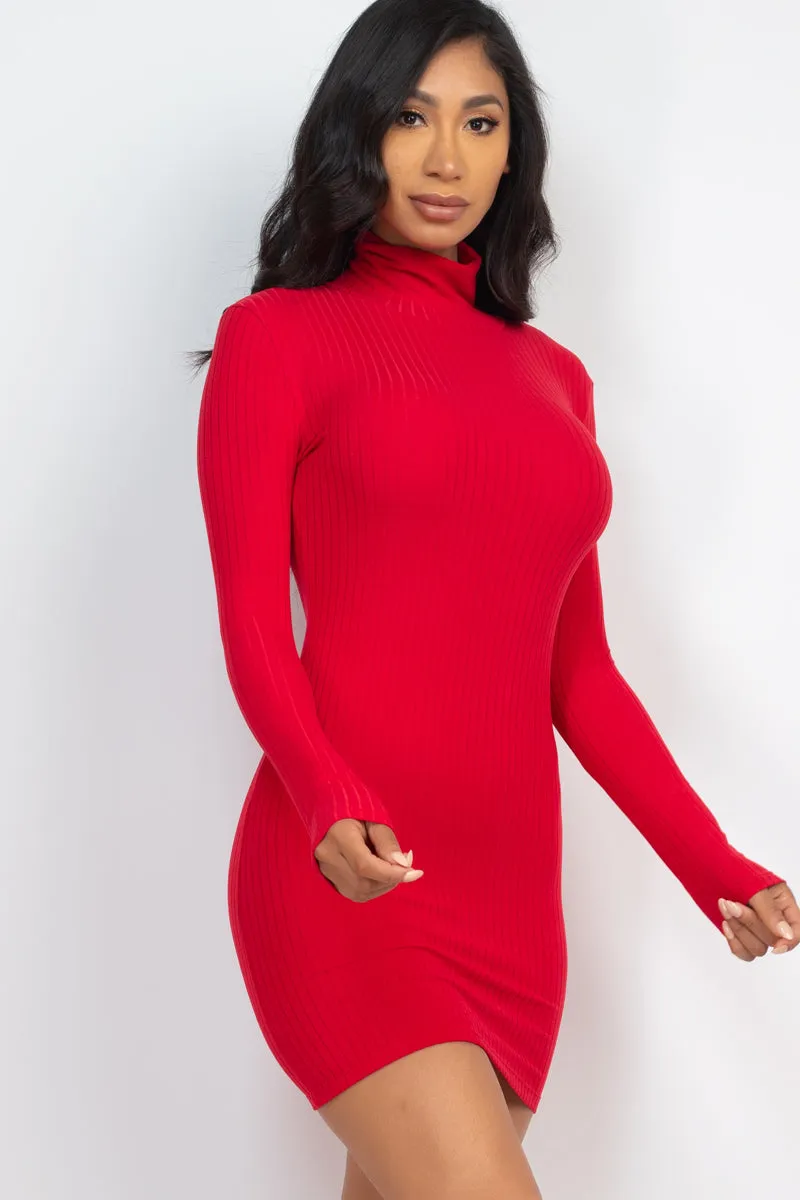 Ribbed Mock Neck Bodycon Mini Dress (CAPELLA)