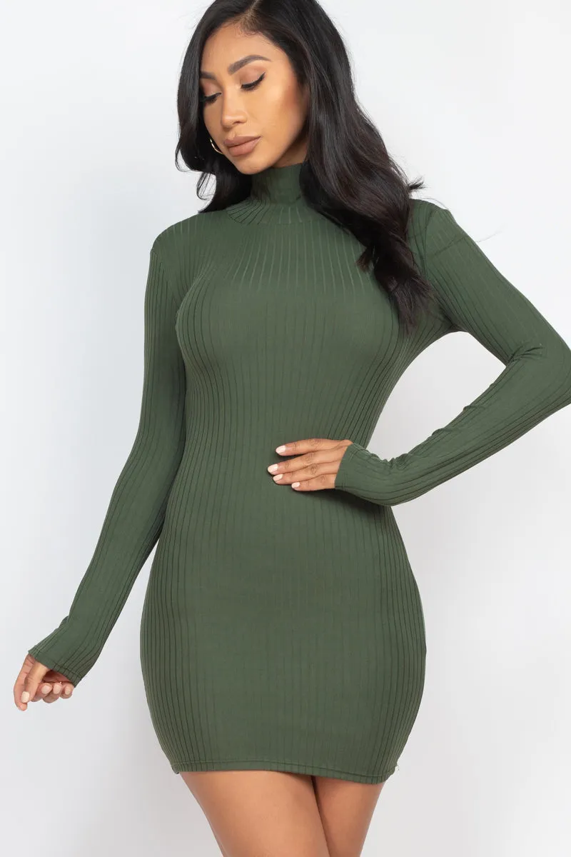 Ribbed Mock Neck Bodycon Mini Dress (CAPELLA)