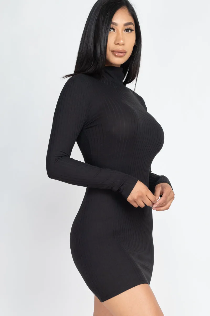 Ribbed Mock Neck Bodycon Mini Dress (CAPELLA)