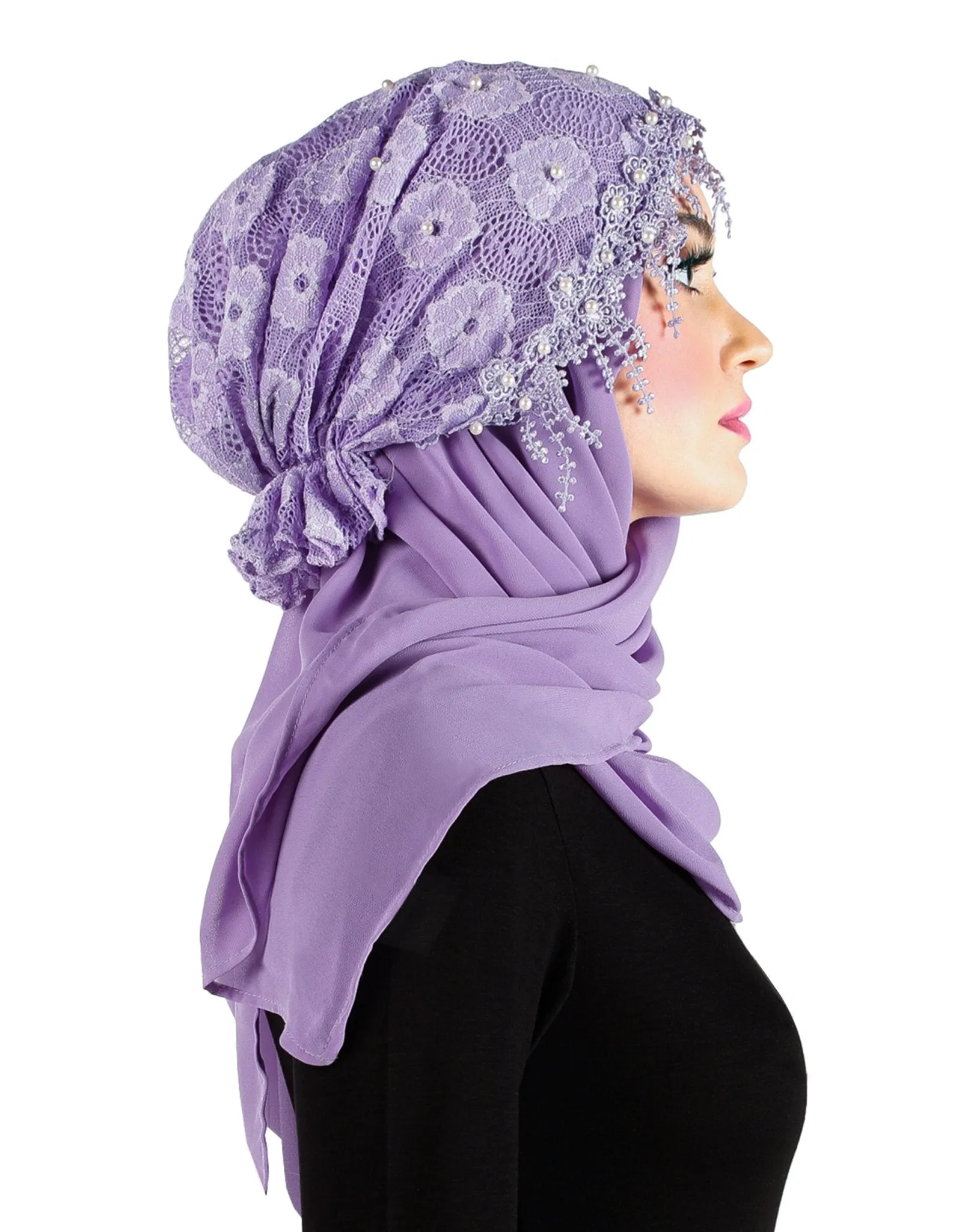 Salma Hijab Lace Cap & Chiffon Scarf 2 Piece Set