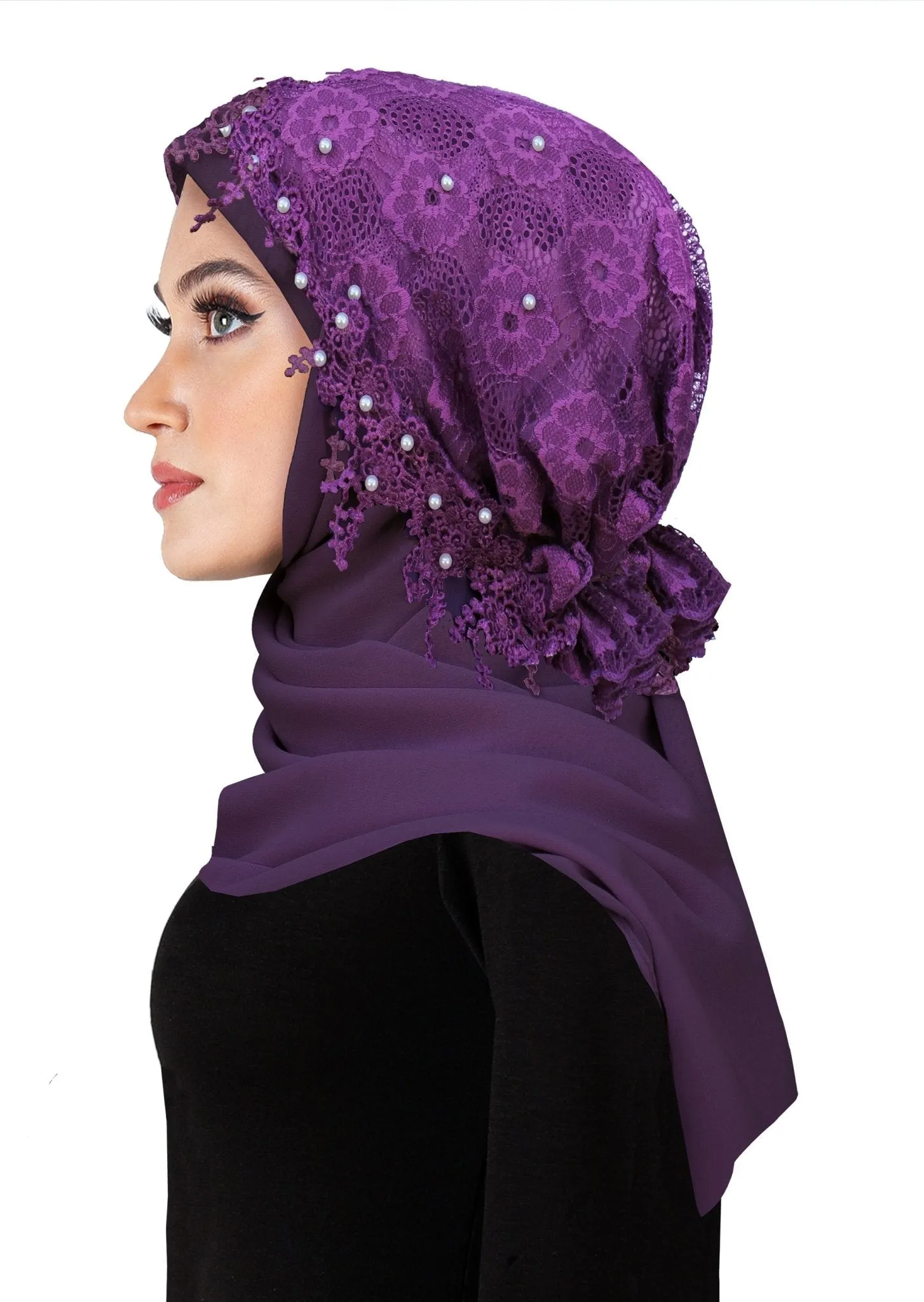 Salma Hijab Lace Cap & Chiffon Scarf 2 Piece Set