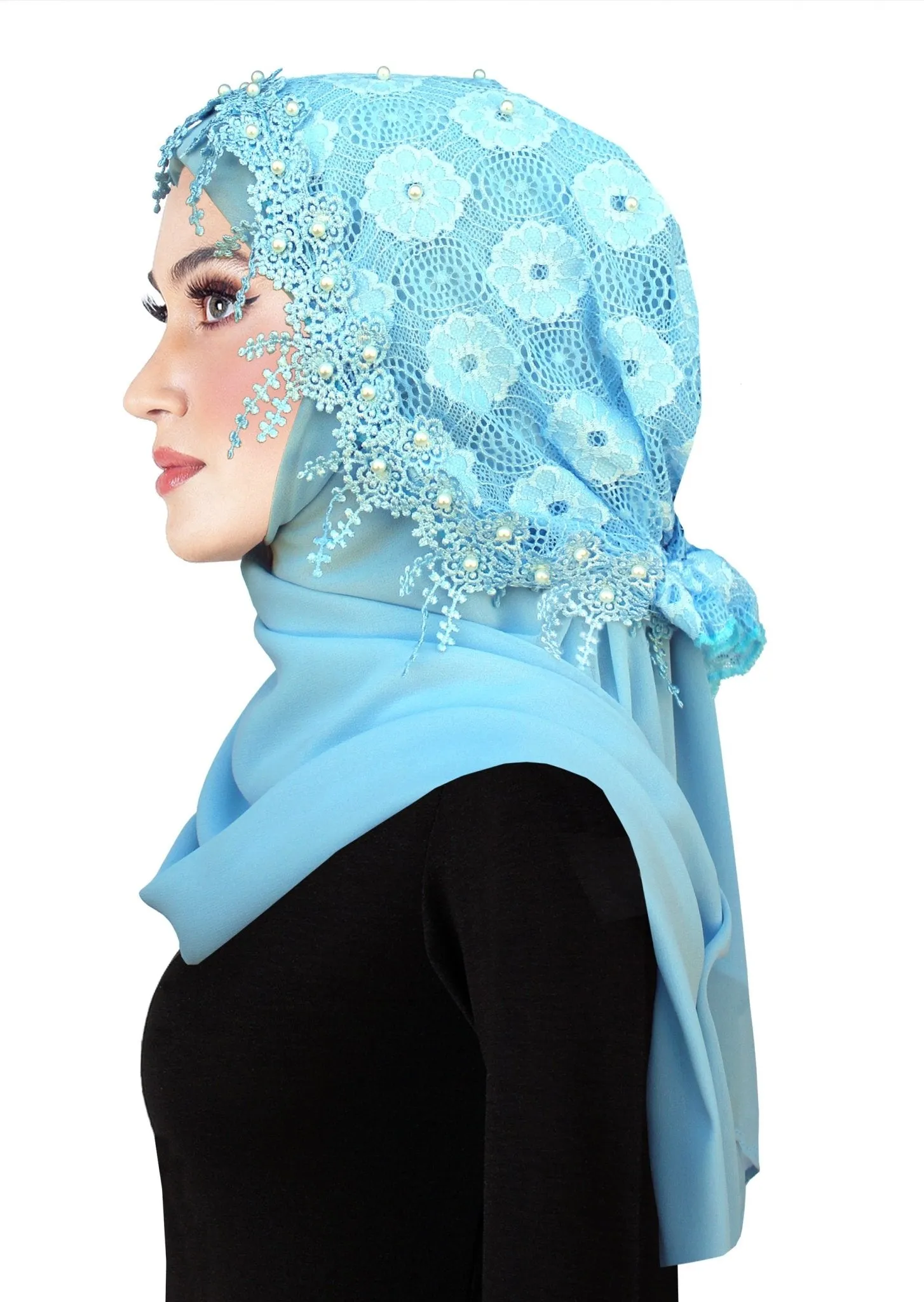 Salma Hijab Lace Cap & Chiffon Scarf 2 Piece Set