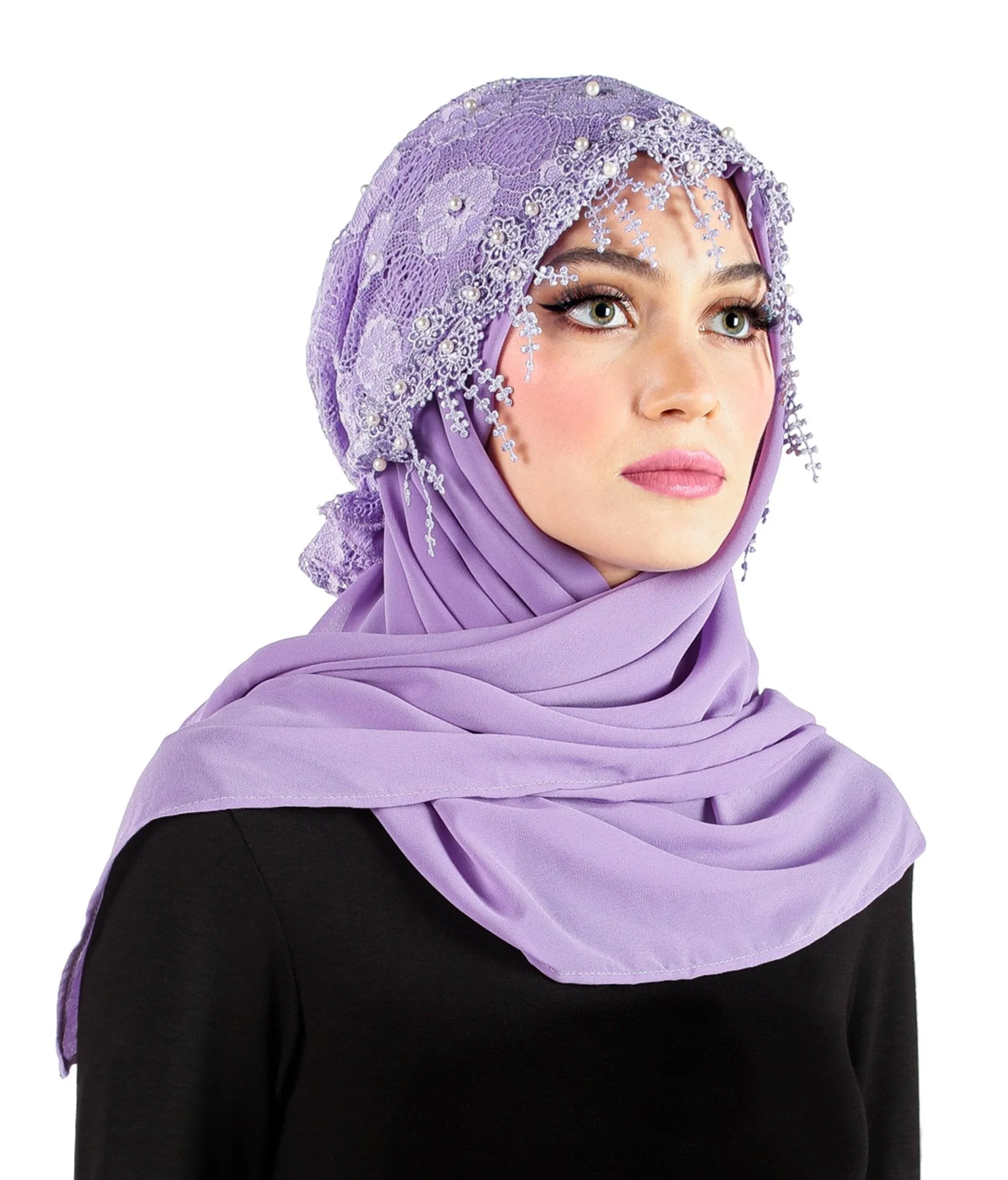 Salma Hijab Lace Cap & Chiffon Scarf 2 Piece Set