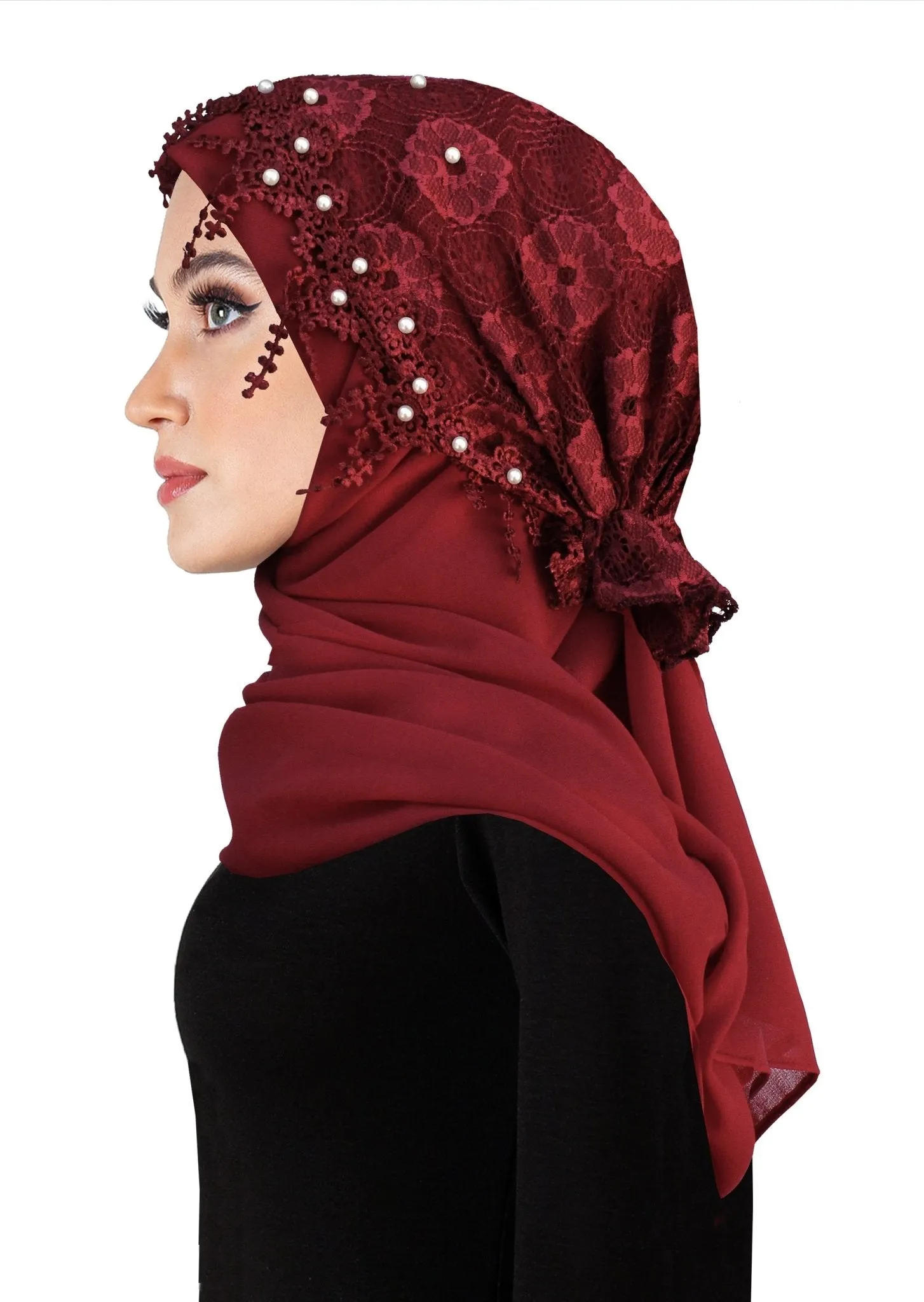 Salma Hijab Lace Cap & Chiffon Scarf 2 Piece Set