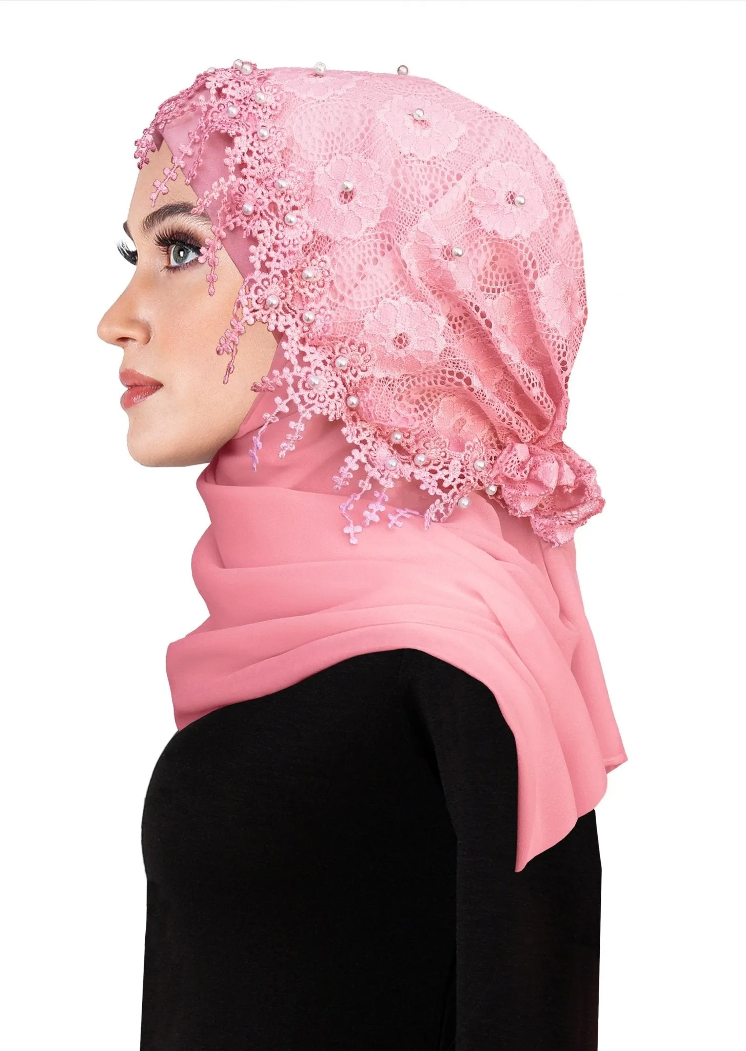 Salma Hijab Lace Cap & Chiffon Scarf 2 Piece Set