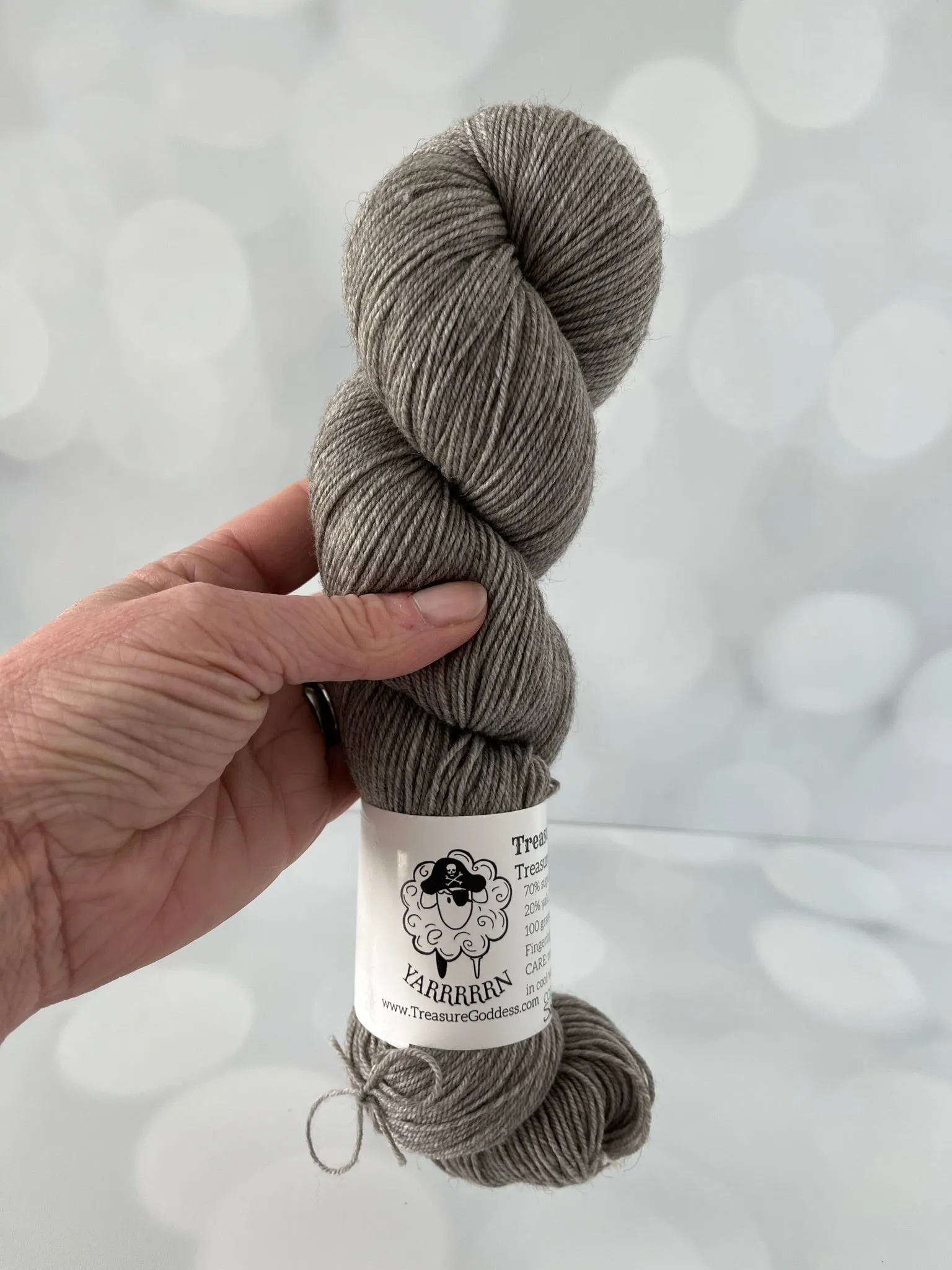 Sandy Shores, Treasured Yak Toes Sock Yarn, taupe gray brown natural yarn