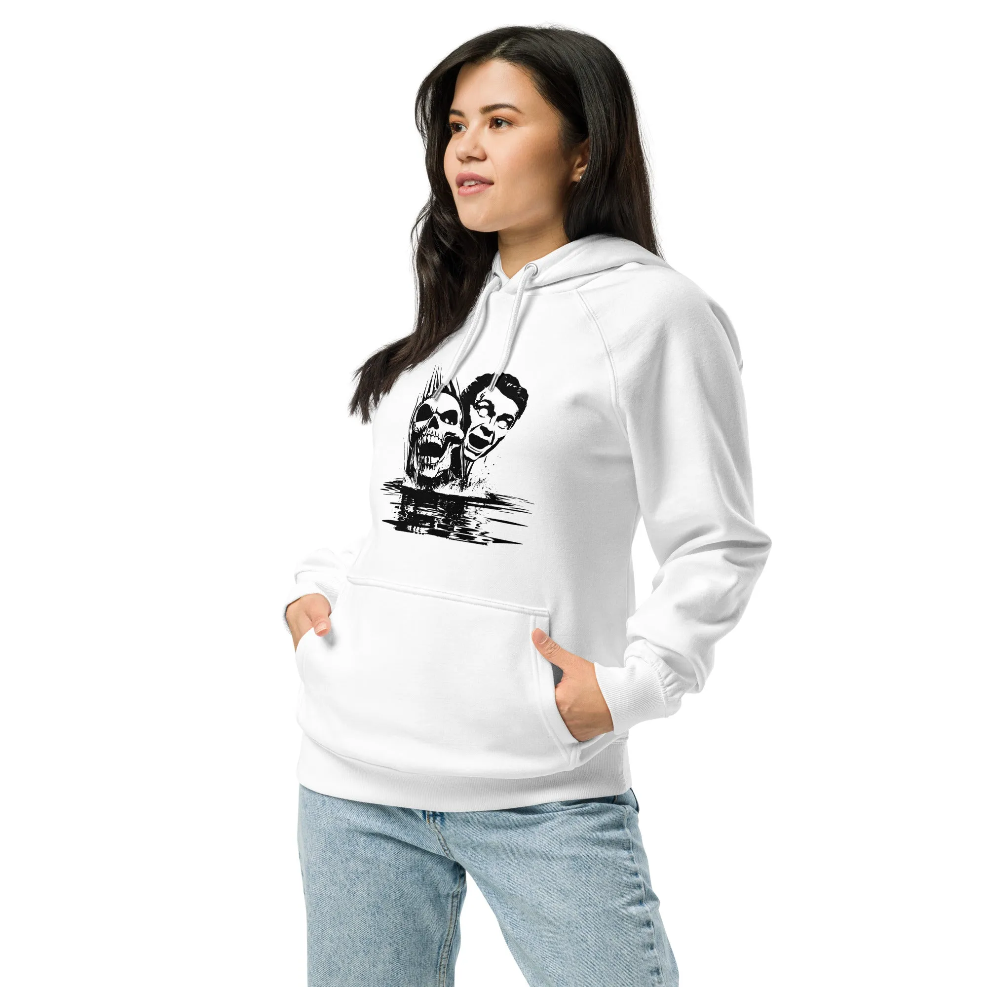 Scary Faces Halloween Graphic Women Eco Raglan Hoodie