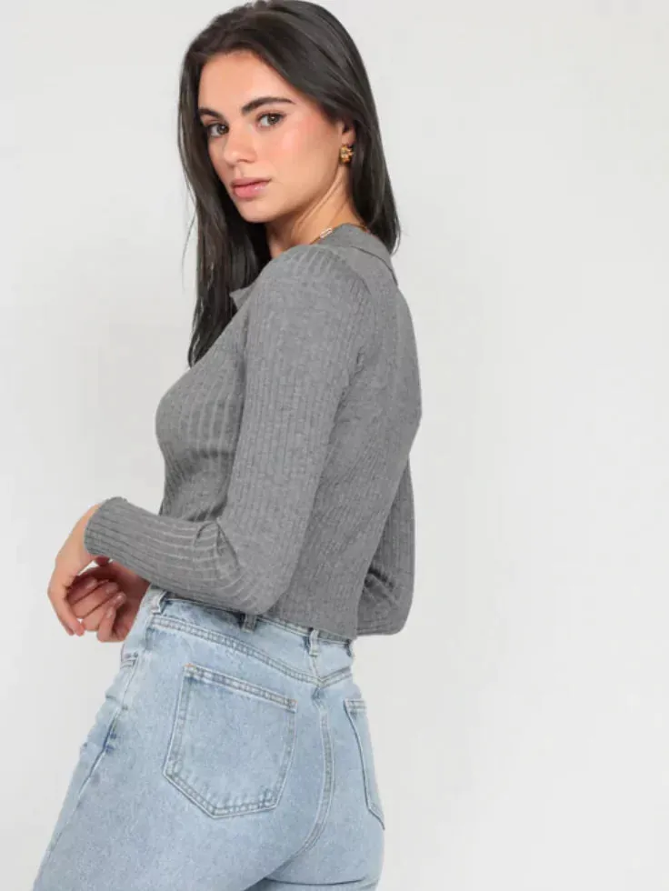 SGW Thermal V Neck Knit Shirt - Light Grey (perfect for Summer)