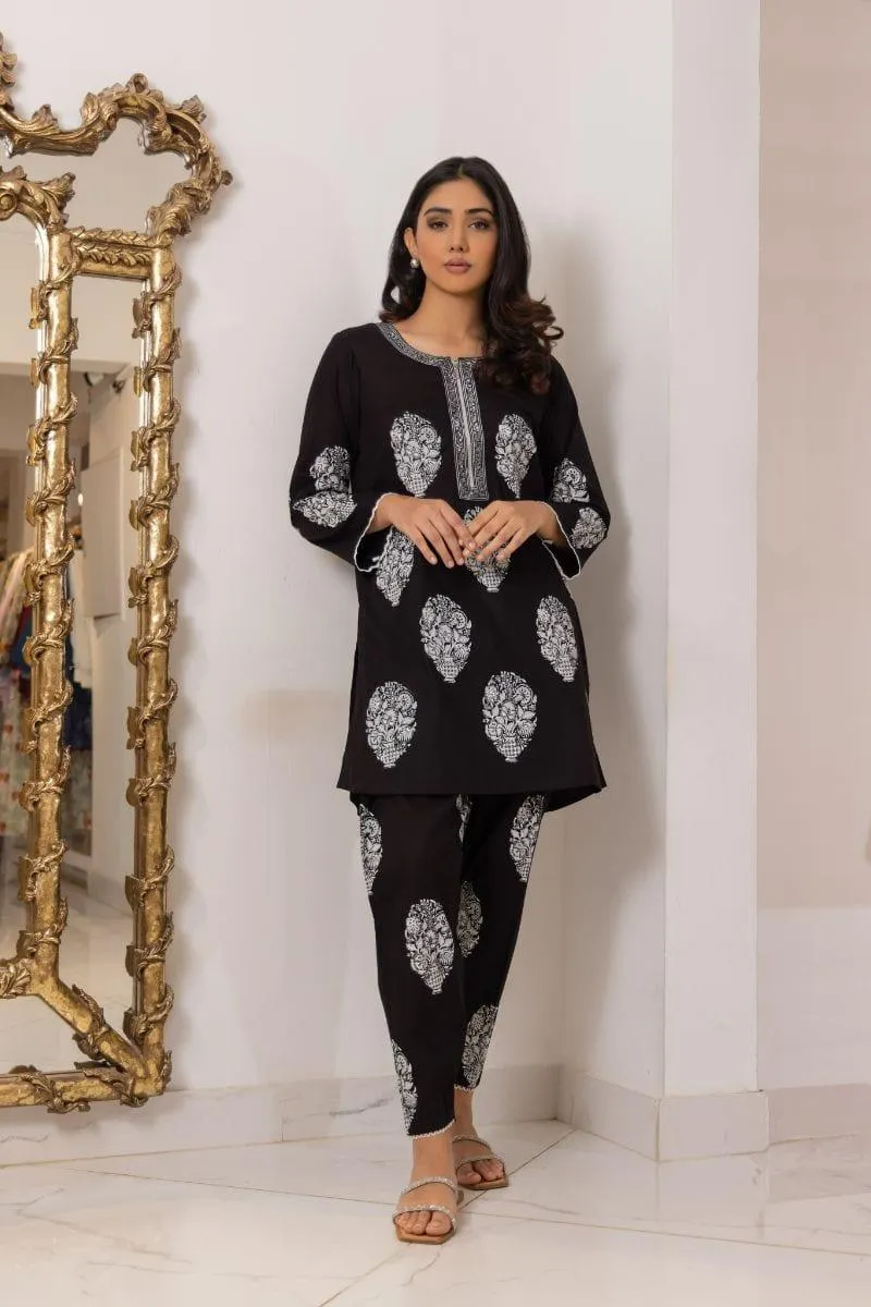 Shehrnaz - SHK-1156 - 2 Piece - Black - Cotton