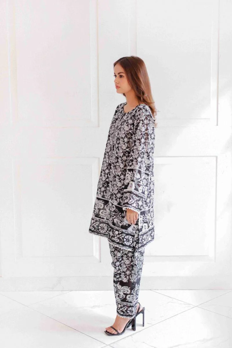 Shehrnaz - SHK-1378 - Serin - Black - Lawn - 2 Piece