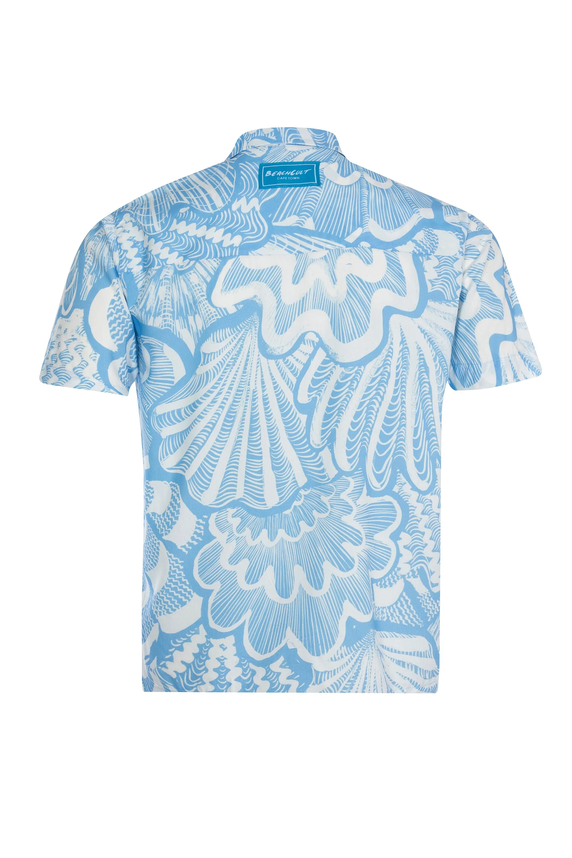 Shellegance Men’s Button Down Shirt - Blue Abstract Shells