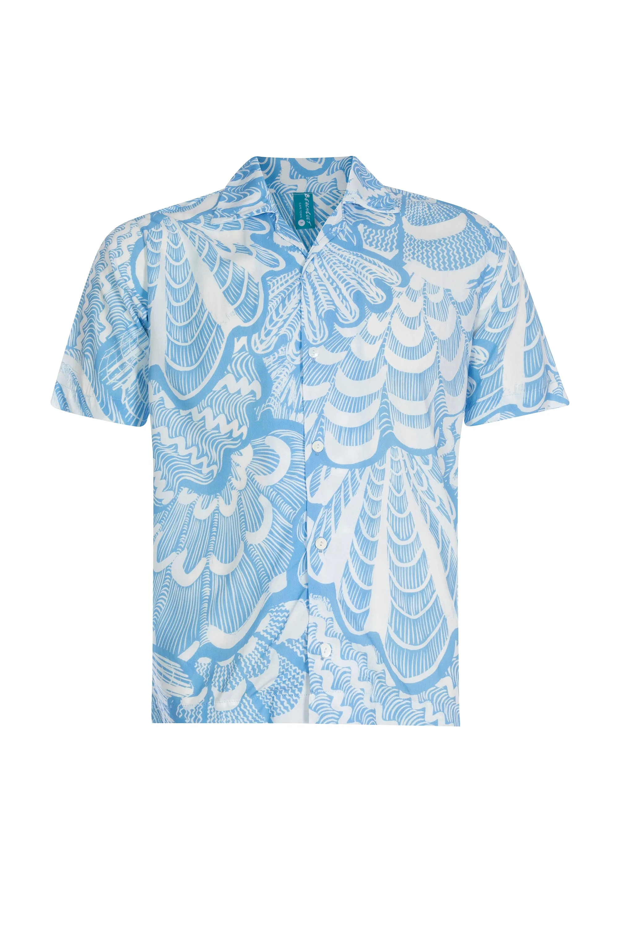 Shellegance Men’s Button Down Shirt - Blue Abstract Shells