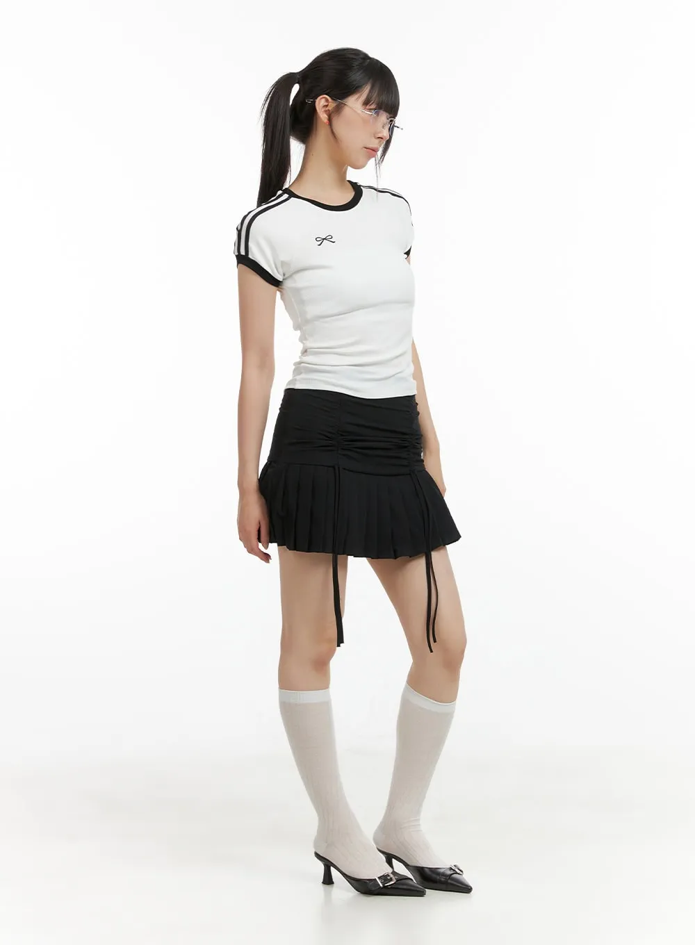 Shirred Pleated Mini Skirt CL422