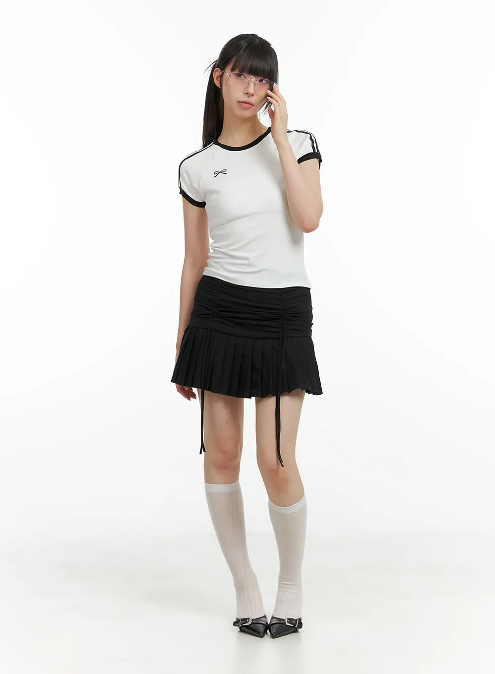 Shirred Pleated Mini Skirt CL422