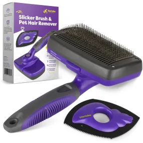 Slicker Brush & Pet Hair Remover - Self Cleaning Slicker Brush For Pets, Pet