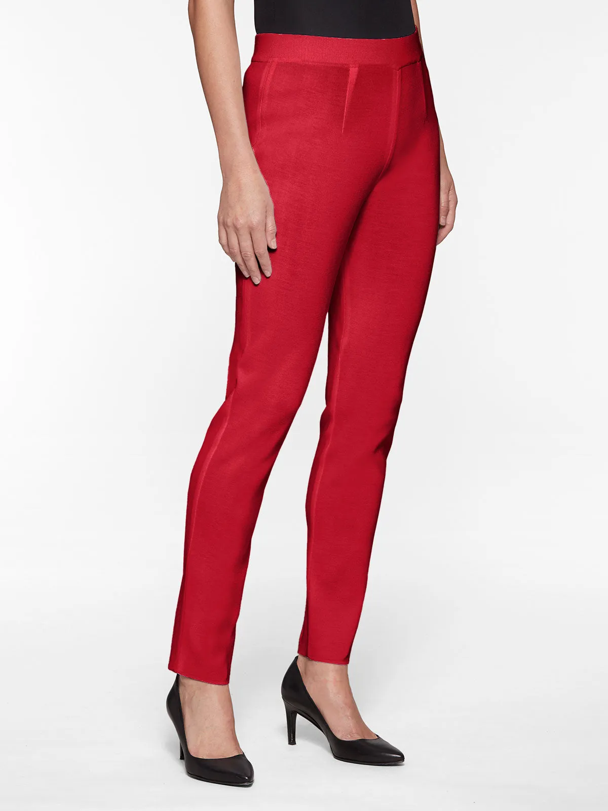 Slim Leg Knit Pant, Rouge