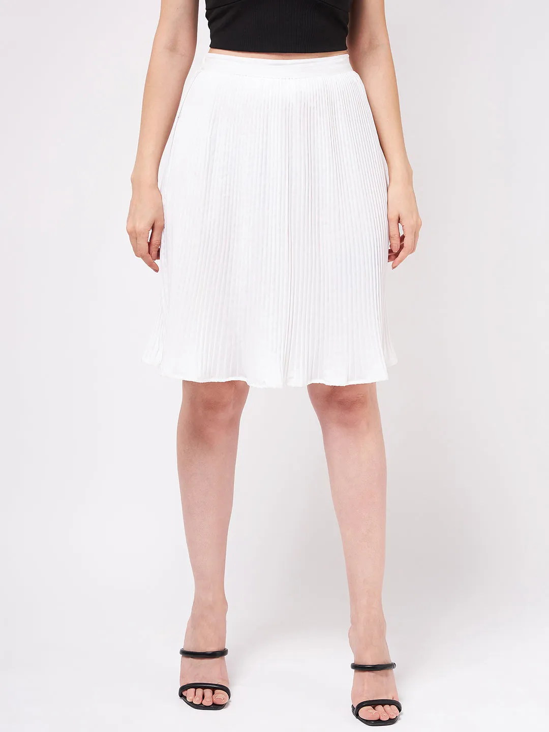 Solid Pleated Skirt