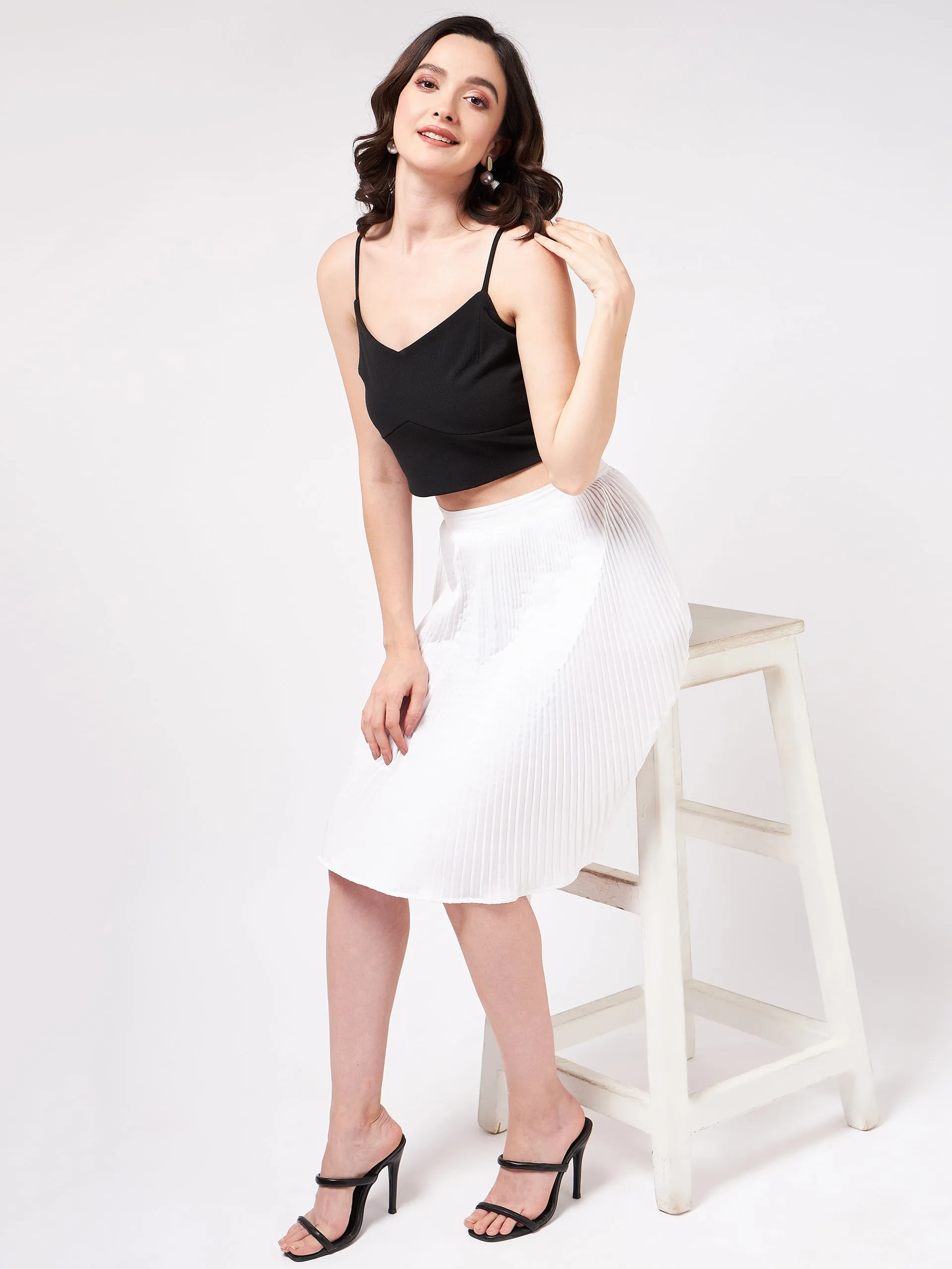 Solid Pleated Skirt