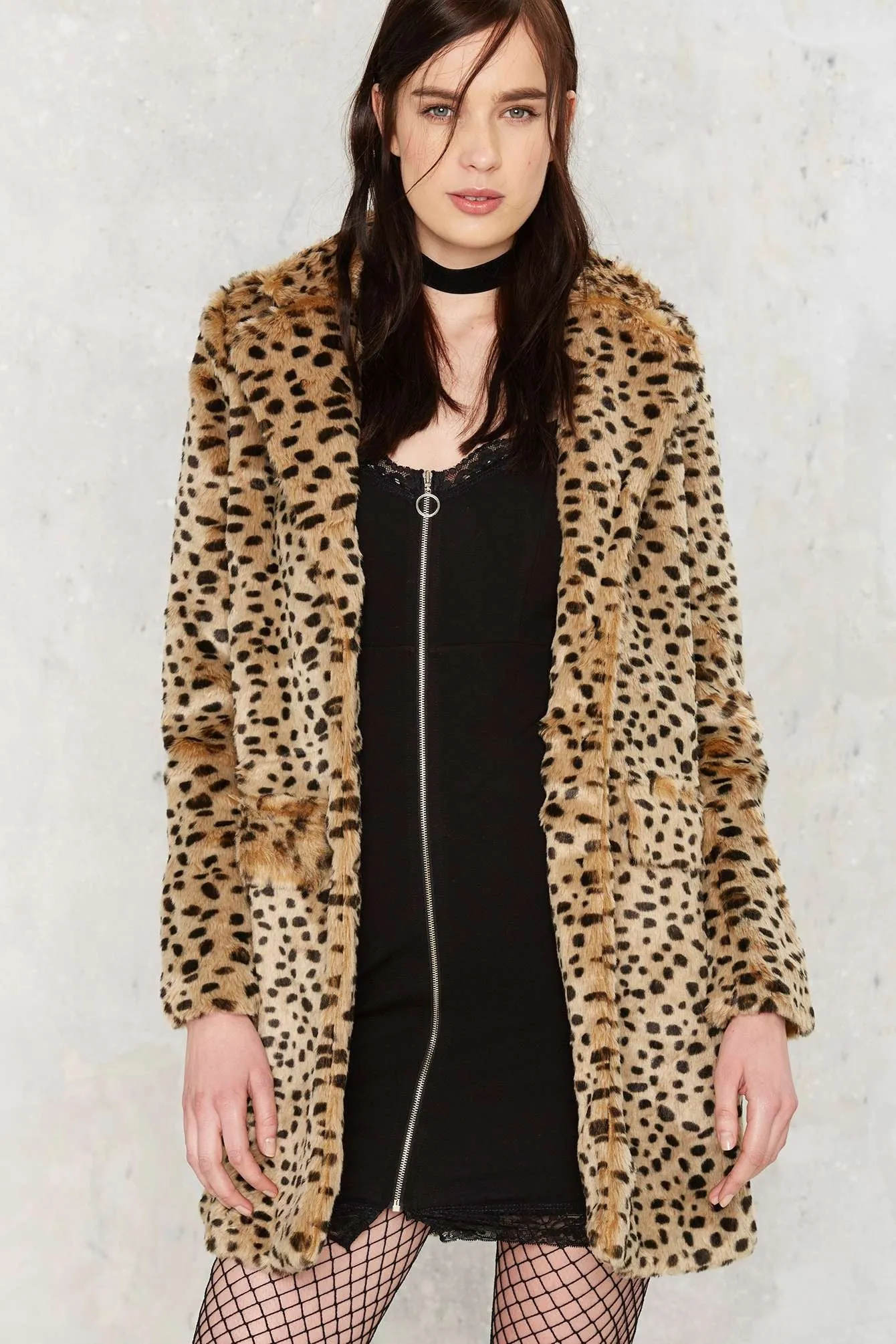 Spot the Difference Faux Fur Leopard Coat