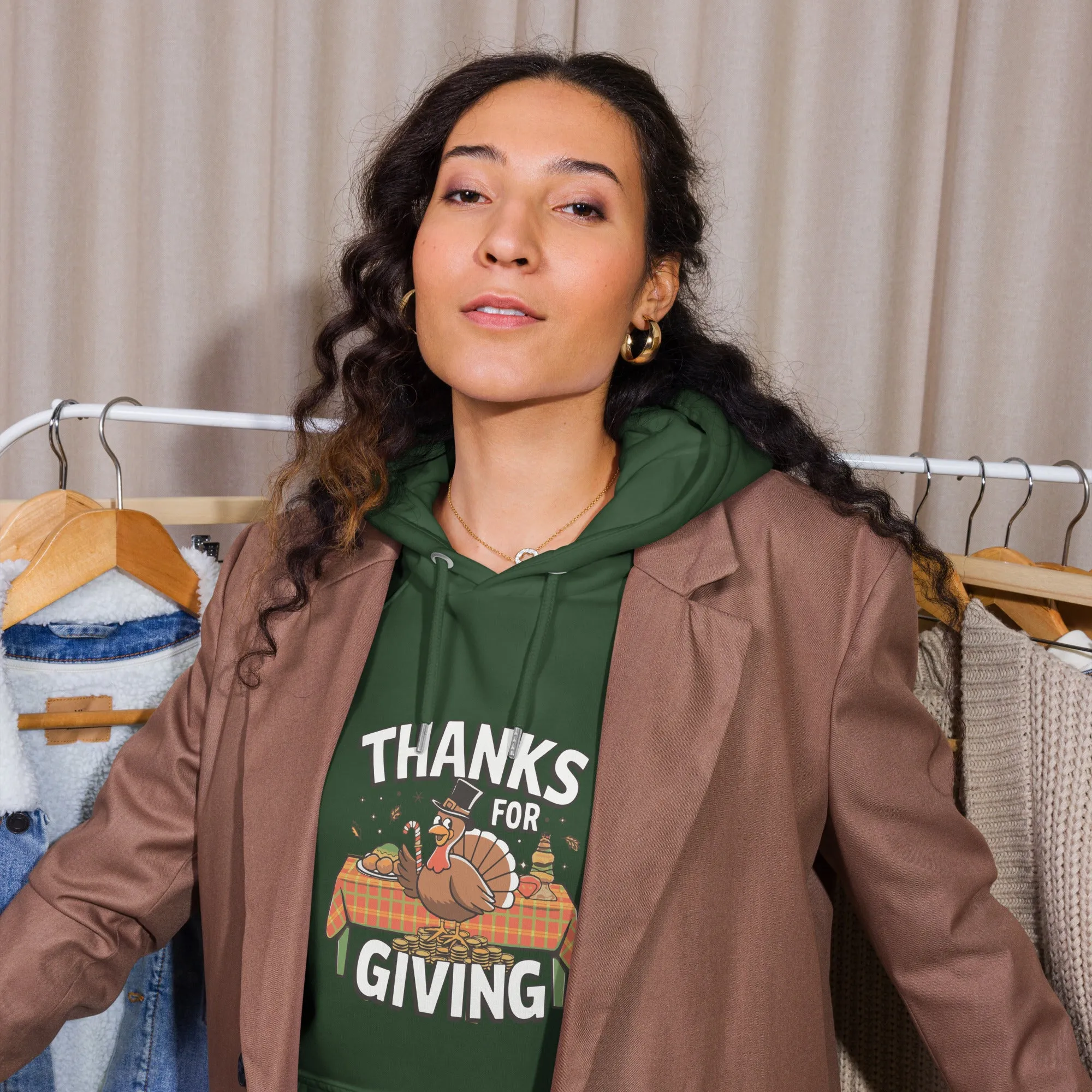 Thanks For Giving Graphics Women Eco Raglan Hoodie