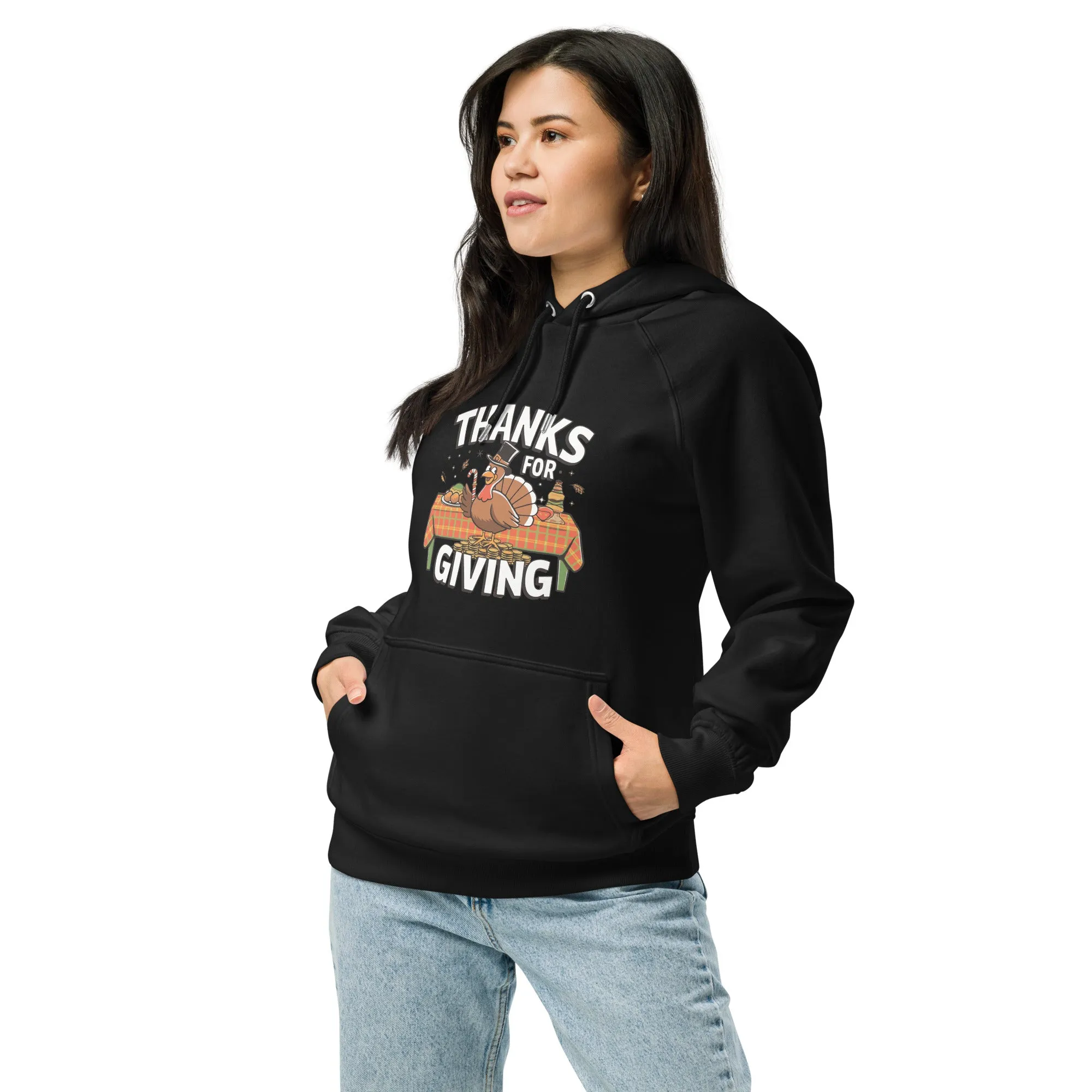 Thanks For Giving Graphics Women Eco Raglan Hoodie