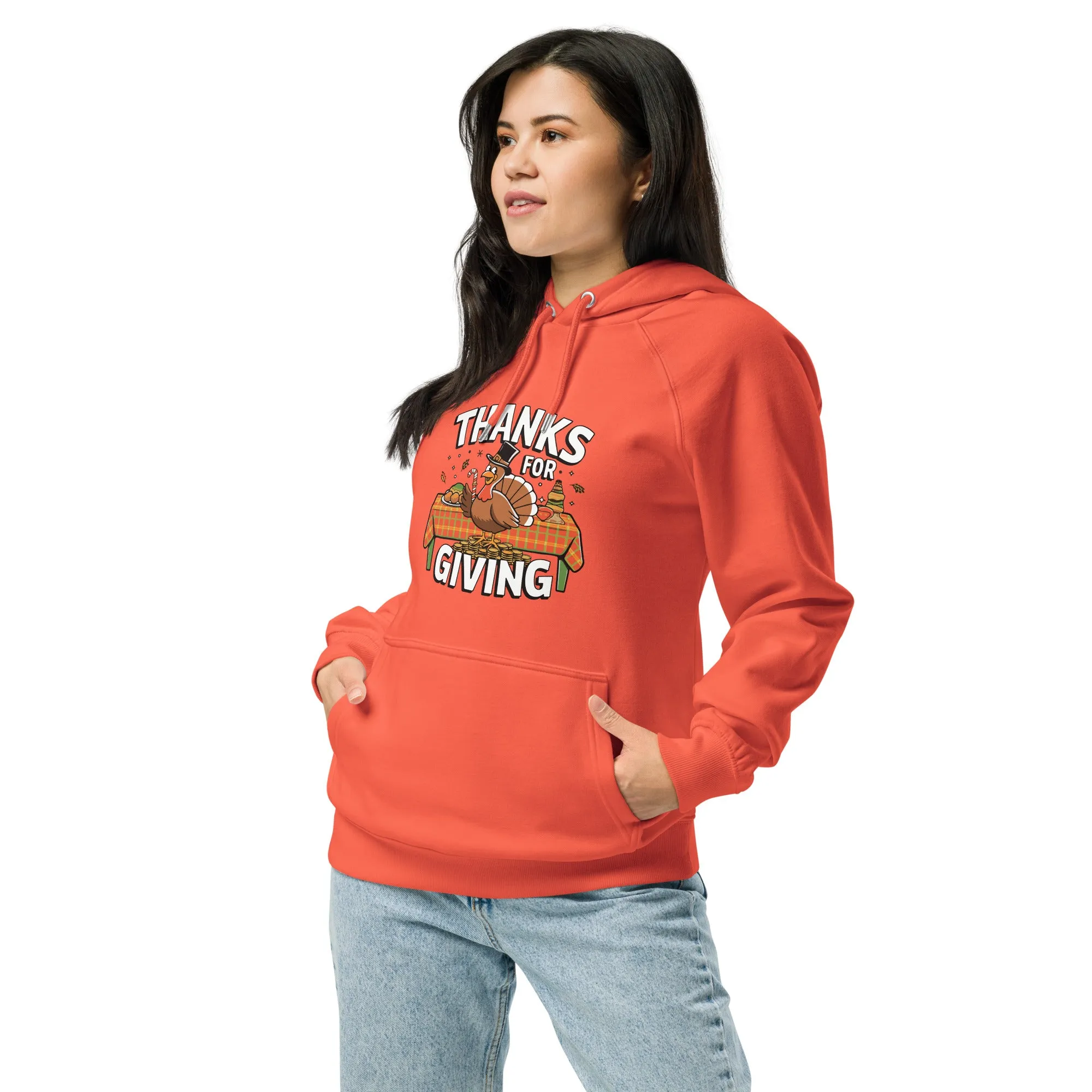 Thanks For Giving Graphics Women Eco Raglan Hoodie