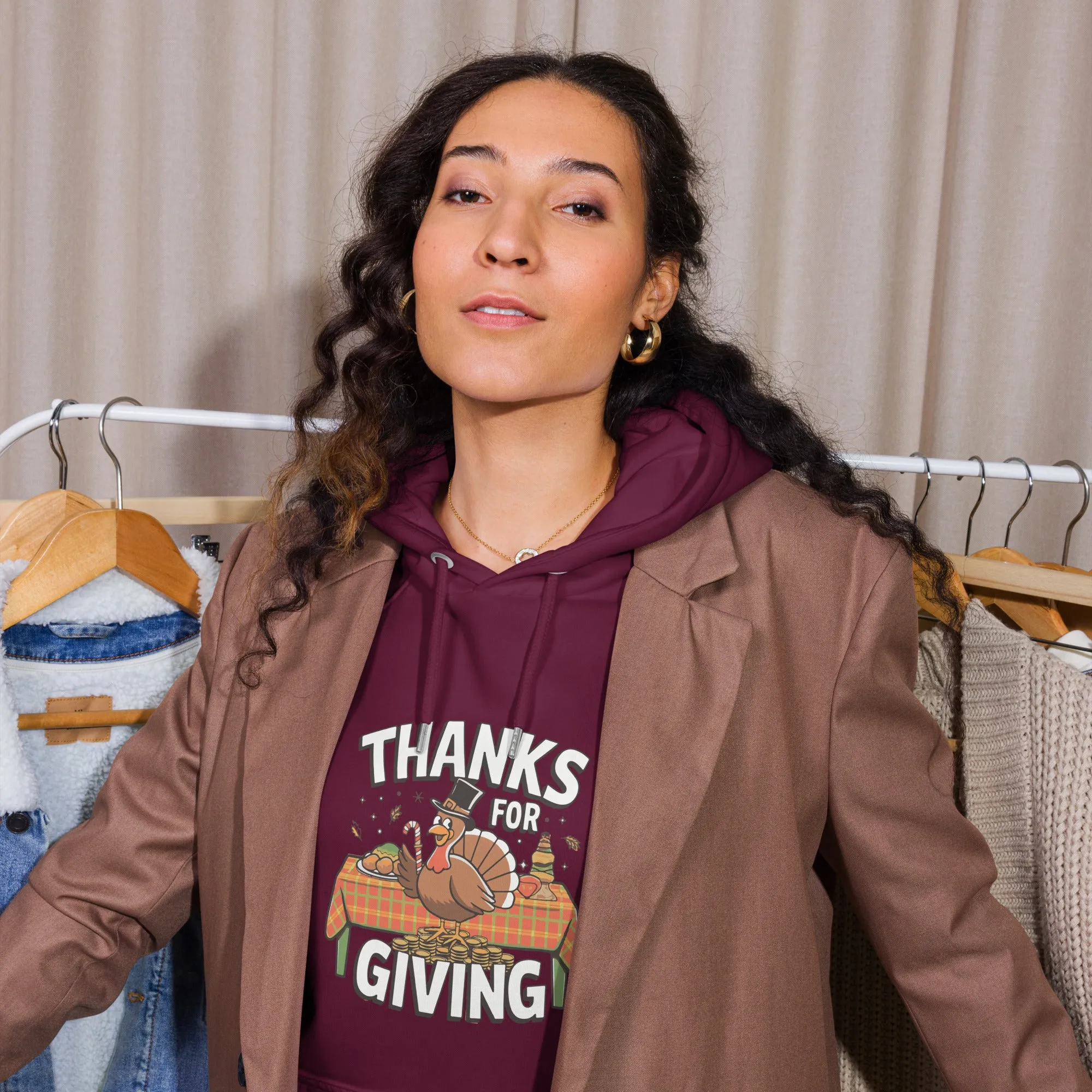 Thanks For Giving Graphics Women Eco Raglan Hoodie